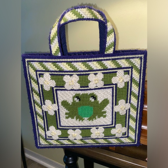 Handbags - Vintage Handmade Cross Stitch Needlepoint Tote